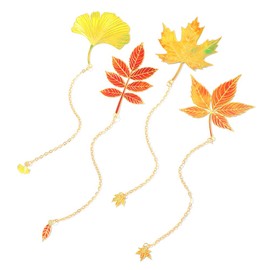 Marcadores creativos de hojas clásico – Marcadores de cobre de metal dorado, hoja de arce Ginkgo Biloba, regalo de símbolo especial, regalo de graduación de cumpleaños para amigos, lectores pequeños