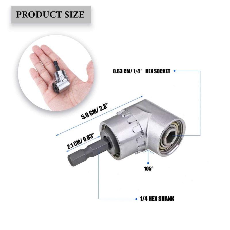 Right Angle Drill Attachment 105° Screwdriver Drill Bit Holder Extension