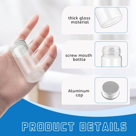 Wresty 40 Pack 30ml/1oz Glass Vials With Aluminum Screw Caps Empty Sample Bottles Container Small Glass Jars For DIY Cosmetics Art Craft Decor Jewelry Storage 30mmx70mm