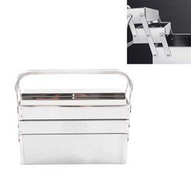Pssopp Cantilever Tool Box Organizer, Heavy Duty Metal Cantilever Tool Box Retractable 3-Layer 5-Tray EasyClean Tote Box for Workshops (420)