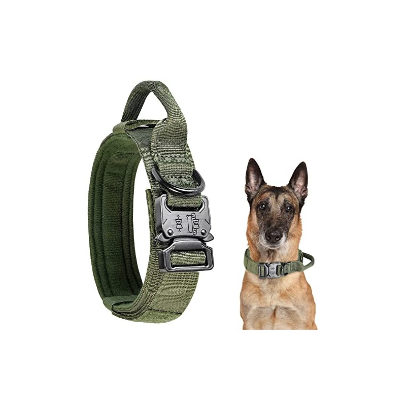 Kokila Collares Tácticos para Perro Ajustable, Mediano, Verde, M