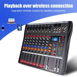 Yamnweo GX8 Professional Sound Board Console 8 Channel Mixer Desktop System Interface Digital USB Computer MP3 Input 48V Phantom Power Stereo DJ Mixer
