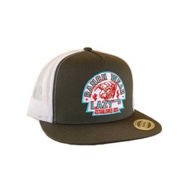 LAZY J Gray White Ranchwear Logo - Hats Cap