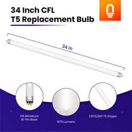 lumenivo 21 Watts 34 Inch Fluorescent Tube T5 Replacement Bulb for ORBITEC F21 T5 CW F21T5/841 G5 Miniature Bi-Pin Base - 4100K Cool White - 10,000 Hours - 1975 Lumens