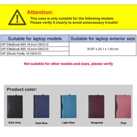 16 inch Laptop Case Cover for HP EliteBook 860/865 G9 G10 Sleeve & ZBook Firefly,Detachable PU Leather Protective Shell Bag with Pen Holder(Light Blue)