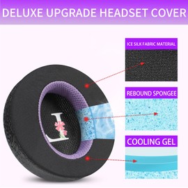 Jomwag Magic Ice Gel Replacement Earpads for Alienware AW510H/AW310H, Black/Purple Cooling Comfort