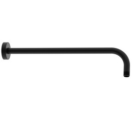 Hibbent 16 Inch All Metal Shower Extension Arm, Extra Long Shower Arm with Flange, Stainless Steel Rainfall Shower Arm Water Outlet, Wall Mounted Shower Head Extender Arm, Matte Black