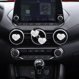 4 Pcs Bling Heart Shaped Air Vent Clips, Crystal Heart Car Air Fresheners Vent Clips Charms Rhinestone Diffuser Vent Clip Heart Car Interior Decoration Cute Car Decor Bling Car Accessories for Women