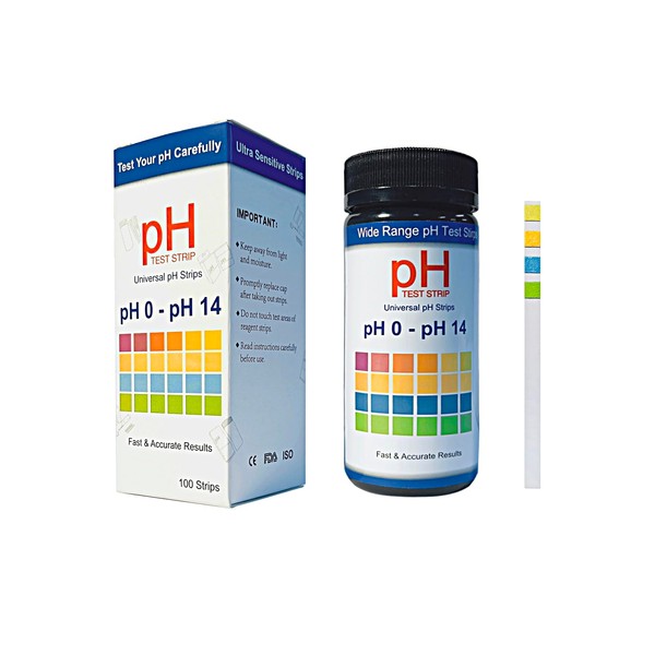 Homcoice Universal pH Test Strips 100 Strips Full Range pH