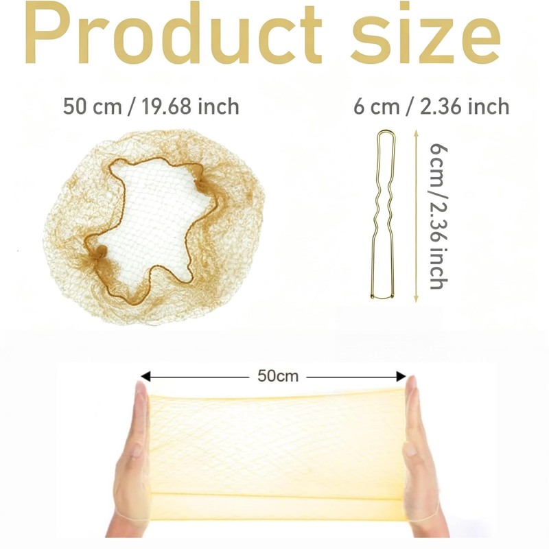 Hair Nets for Buns,20 PCS Bun Nets Blonde and 50