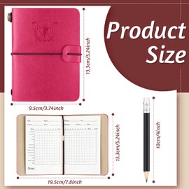 Yexiya Golf Scorecard Book with Pencil Leather Golf Journal Scorecard Holder Accessories Notebook Log Book Pocket Scorebook Gifts for Men Golfers, Sports and Outdoor Club Accessories(Rose Red)