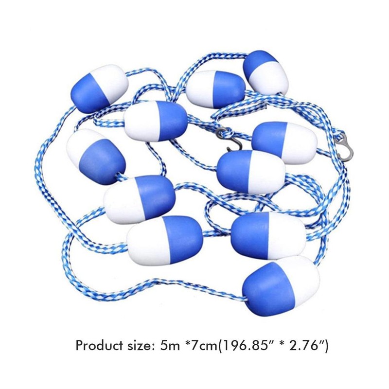 Swimming Pool Safety Float Line with Hooks Blue and White