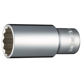 TONE Deep Socket (12 Square) 3D-21L Drive Angle 0.3 inch (9.5 mm) (3/8 inch), Double Side Width 0.8 inch (21 mm)