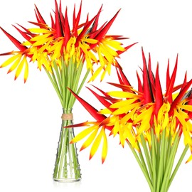 Giegxin 20 Pieces Bird of Paradise Artificial Plant 22 Inch Hawaiian Tropical Flowers Faux Flowers Bouquet Large Elegant Green Plant for Home Garden Decoration Office Wedding Decor Supplies (Yellow)