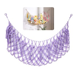 heizi Stuffed Toy Storage Hammock Plush Hanging Wall Hanging Stuffed Toy Storage Hammock (Purple)