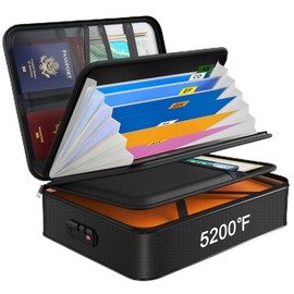 Noiposi Document Organizer with 5200℉ Heat Insulated,15.0"x11.0"x4.3" Water Resistant and Fireproof Document Box,Portable Home Travel Safe Storage Box for Important Documents,File