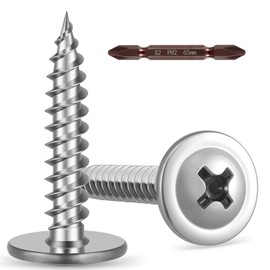 Krysay #8 x 1 Inch Wood Screws Phillips Modified Truss Head (60Pcs),304 Stainless Steel 18-8 Quick Metal Self-Tapping,Rust-Proof for Outdoor Furniture,Deck,Cabinets