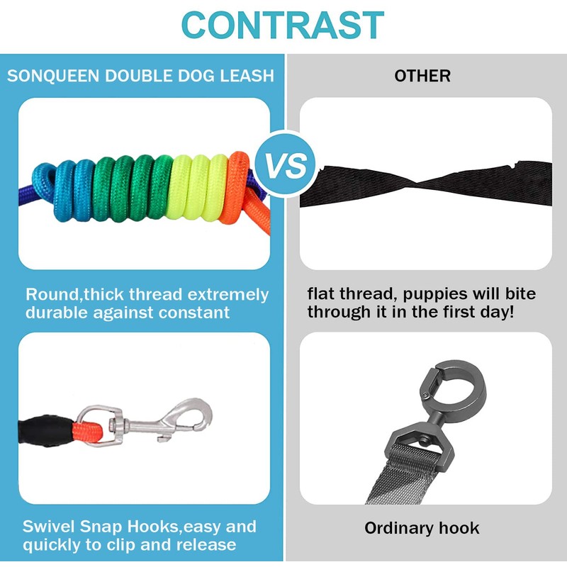 Heavy Duty 3 Dog Leash for Large Dogs No Tangle