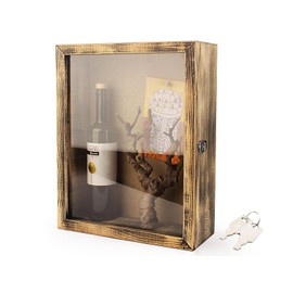 JJWLWEI 12x17 Extra Deep Shadow Box, Large Shadow Boxes Display Cases with Lock，for Displaying Photo Souvenir Collection（Vintage worn）