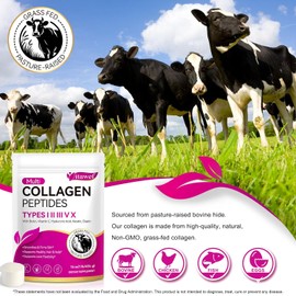 Collagen Peptide Powder,16 oz (41 Servings)-Hydrolyzed Collagen, Hyaluronic Acid Power,Grass Fed Collagen Supplements for Women and Men, Non GMO