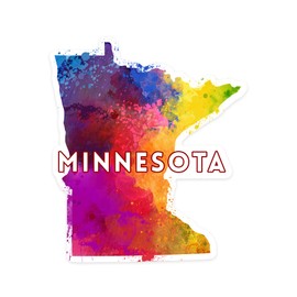 Die Cut Sticker Minnesota, State Abstract Watercolor, Contour Vinyl Sticker 1 to 3 inches (Waterproof Decal for Cars, Water Bottles, Laptops, Coolers), Small