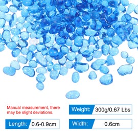 uxcell Round Fire Glass Beads, Glass Marbles, Glass Pebbles, Vase Fillers Beads Gems for Fish Tank Aquarium 6-9mm 300g/0.67 Lbs Sky Blue