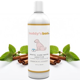 Buddy's Best, Dog Breath Freshener Water Additive - Dog Mouthwash for Dogs with Bad Breath, Healthy Dogs Oral Care - Peppermint Cinnamon 32oz