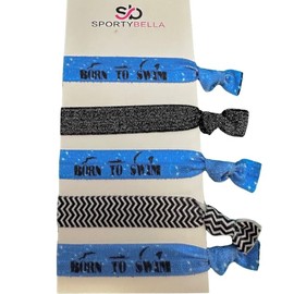 Swimming Hair Elastic Set - Girls Swimming Accessories - No Crease Swimmer Hair Elastics Set - Swim Accessories for Girls, Women, Coaches, Teams, Swim Meets, Swim Themed Gifts for Swimmers