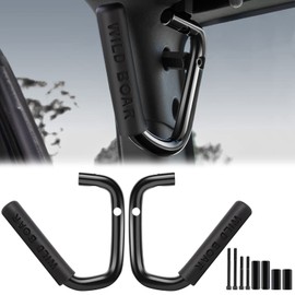 cciyu Front Grab Handles fit for Jeep Wrangler JK JKU Sports Sahara Freedom Rubicon X Unlimited X 2 Door 4 Door 2007-2018 Black Solid Steel Grab Roll Bar.