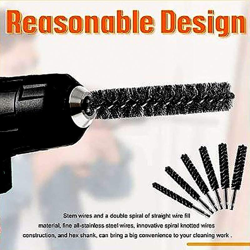 12PCS Bore Brush Copper and Iron 304 Stainless Steel Bristles