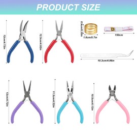 5 Piece Jewellery Pliers Set, Pliers Set, Jewellery Round Pliers for Jewellery Making Tool, Small Needle-Nose Pliers Set, Flat Nose Pliers Set, Wire Cutter Pliers for Jewellery Repair, Model Making,
