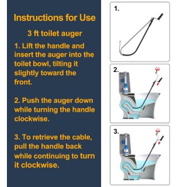 HimaPro Professional Toilet Auger/Closet Auger, 3 Feet Pipe Snake for Unclogging Toilets