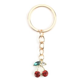 MUCOOS Small cherry key ring, decorated with delicate small rhinestones, a gift for girlfriends, a gift for teachers, colleagues, Silver2, S
