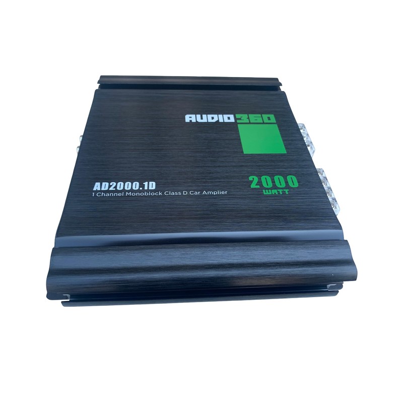 Audio360 AD2000.1 Monoblock Car Audio Amplifier, 2000W Max Power, Compact