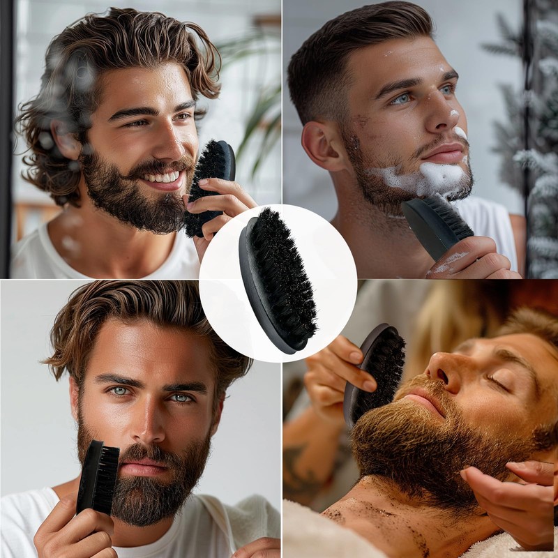 Men's Solid Wood Beard Brush, Boar Bristle Mustache Brush for