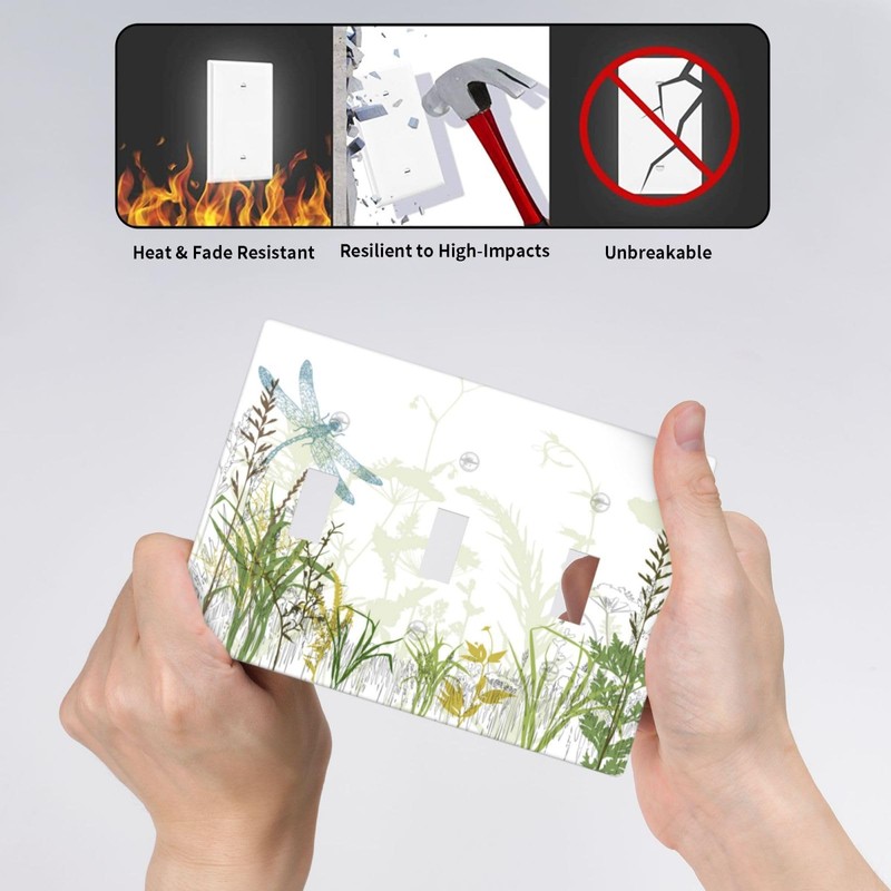 Wild Flower Dragonfly 3 Gang Toggle Light Switch Cover Plates