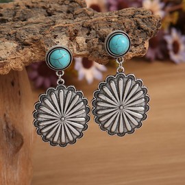 Western Earrings for Women Boho Dangle Drop Earrings Country Earrings Bohemian Western Turquoise Earrings Vintage Cowgirl Earrings Jewelry