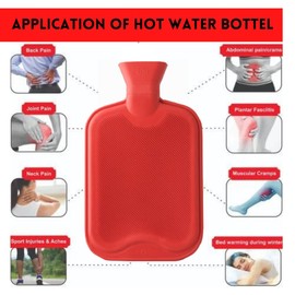 Hot Water Bottle Without Cover, Pack of 2 Hot Water Bottles, Large 2 L, Hot Water Bottle, Robust and Durable, Natural Rubber Bed Bottle for Children and Adults