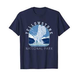 Yellowstone Park Gifts National Park Retro Vintage Old Faithful gifts T-Shirt, Blue, Small
