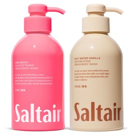 Saltair Body Wash Variety Pack – Vanilla Coconut: Salt Water Vanilla & Pink Beach – Moisturizing Body Wash – Scented Shower Gel for Women and Men – 2x 17oz – Paraben & Cruelty-Free