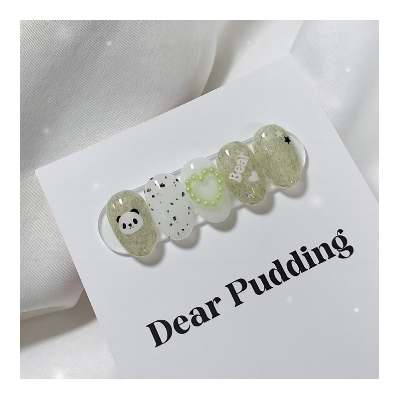 [Handmade Nail Tips] Panda Bear Nail Tips - Almond /
