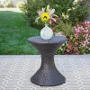 16-Inch Multi-Brown Wicker Hourglass Side Table for Outdoor Use