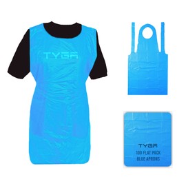 TYGA Store | Disposable Polythene Aprons, PPE Aprons Disposable - Single Use Throw Away Waterproof Aprons for Adults, Flat Pack (200, Blue)