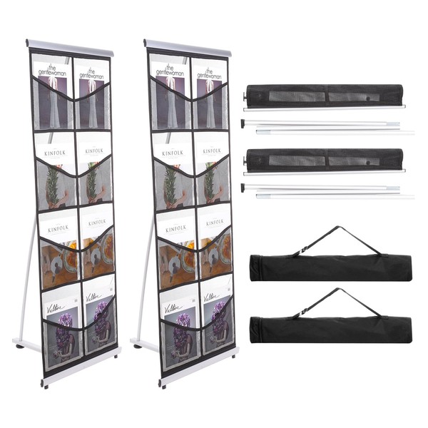 PATIKIL 2 Pack Portable Magazine Display Racks Floor Standing Double
