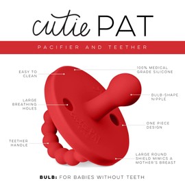Ryan & Rose Cutie PAT Pacifier Teether (Bulb, Red)