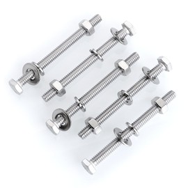 Mywish (10 Sets) 1/4-20x3 Hex Head Assorted Screws Nuts and Bolts with Flat & Lock Washers, 304 Stainless Steel 18-8, Fully Threaded, 1/4 Bolt Metric Bolt Assortment
