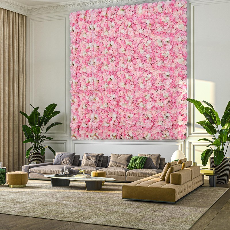 RIDDSEE Flowers Wall Backdrop 6PCS 16.5x16.5 Inch Floral Wall Panel