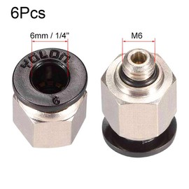 TA-VIGOR 6Pcs M6 x 6mm Push to Connect Pneumatic Fittings, Straight Quick Connect Air Line Fittings Push in Pneumatic Connectors for PE PU Nylon Tubing Pneumatic Quick Joint Adapter