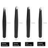 Set of 4 Eyebrow Tweezers, Flat, Slanted, Pointed, Hooked 4