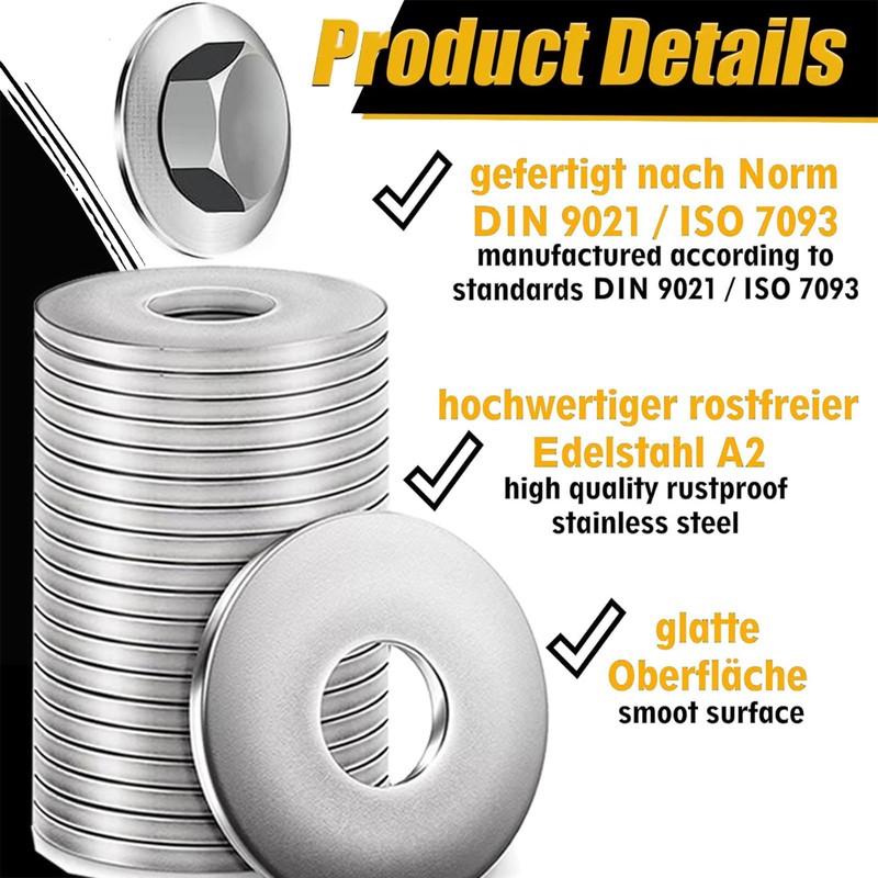 Pack of 150 Washers M4, 304 Stainless Steel Washers Flat,